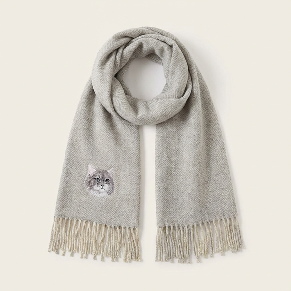 Pet Portrait Embroidered Scarf