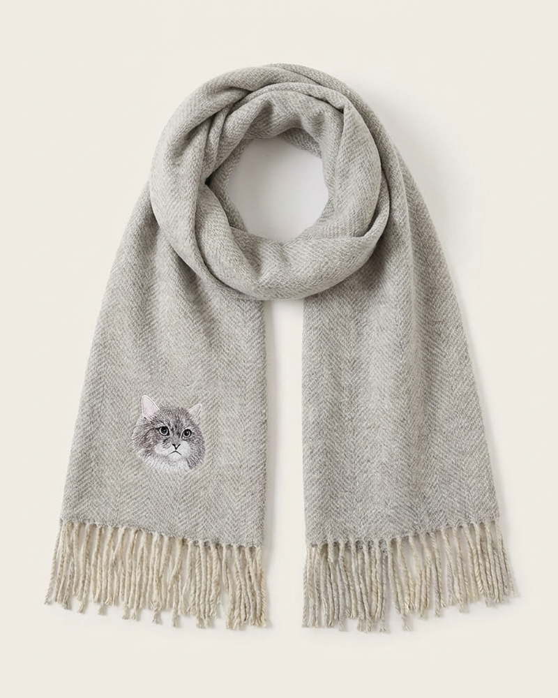 Pet Portrait Embroidered Scarf
